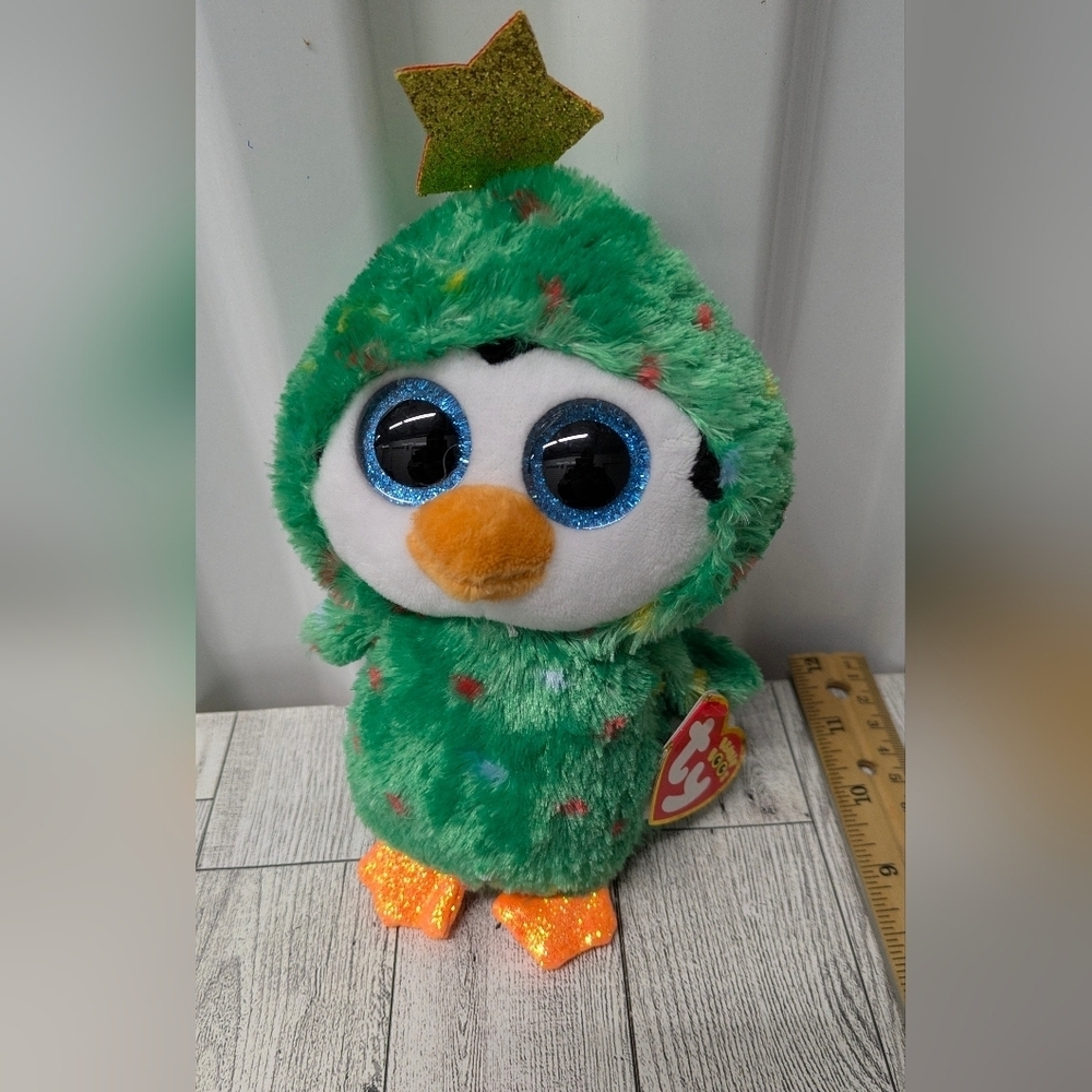 Ty Noel Green Plush Owl with Star Accents
